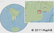 Savanna Style Location Map of Merlo, hill shading