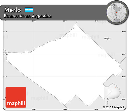 Silver Style Simple Map of Merlo