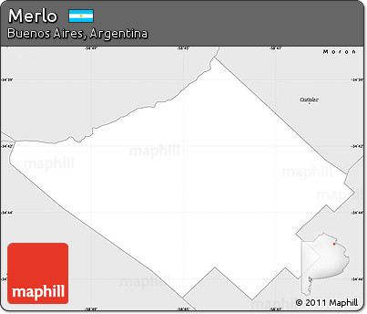 Silver Style Simple Map of Merlo