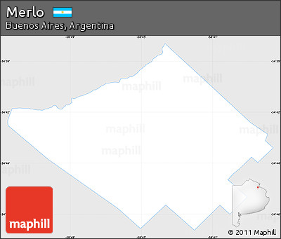 Silver Style Simple Map of Merlo, single color outside