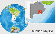 Physical Location Map of Necochea, highlighted country, highlighted parent region