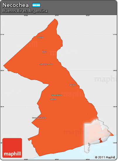 Political Simple Map of Necochea, single color outside