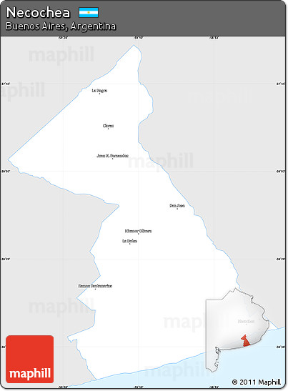 Silver Style Simple Map of Necochea, single color outside