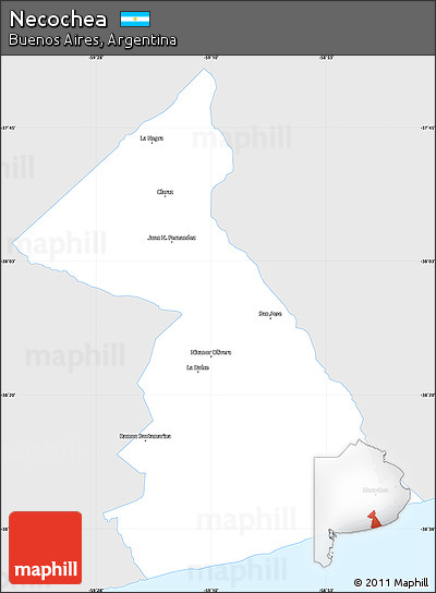 Silver Style Simple Map of Necochea, single color outside