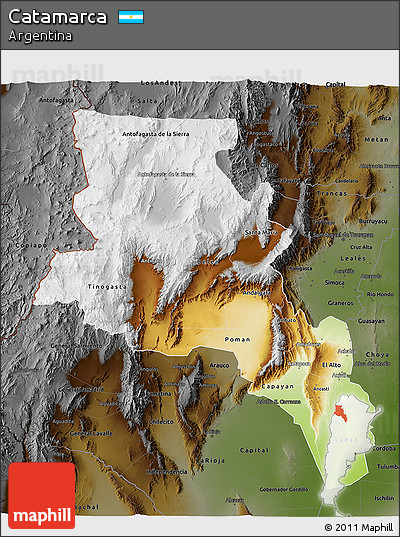 Physical 3D Map of Catamarca, darken