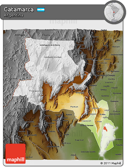 Physical 3D Map of Catamarca, darken