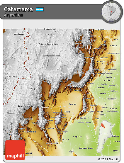 Physical 3D Map of Catamarca