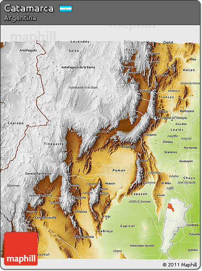 Physical 3D Map of Catamarca