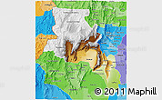 Physical 3D Map of Catamarca, political shades outside