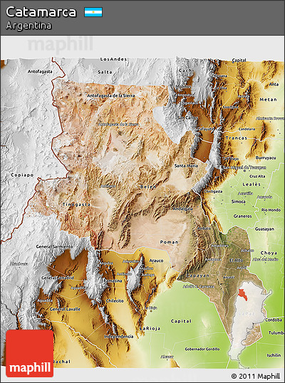 Satellite 3D Map of Catamarca, physical outside