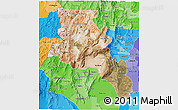 Satellite 3D Map of Catamarca, political shades outside
