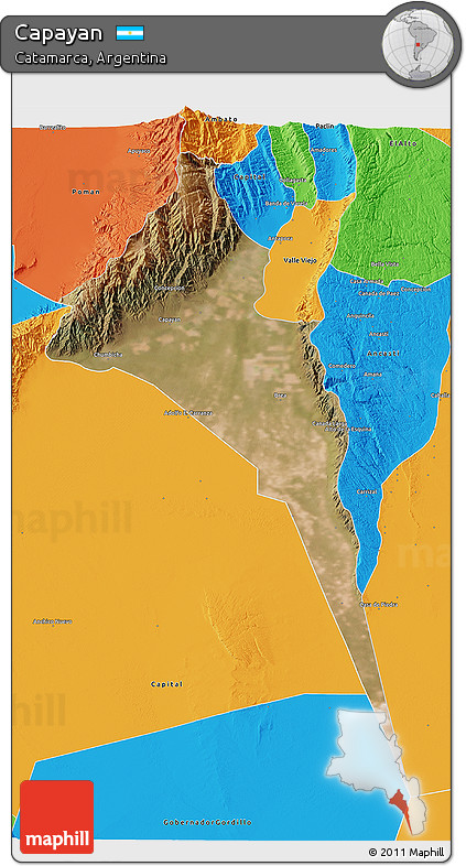 Satellite 3D Map of Capayan, political outside