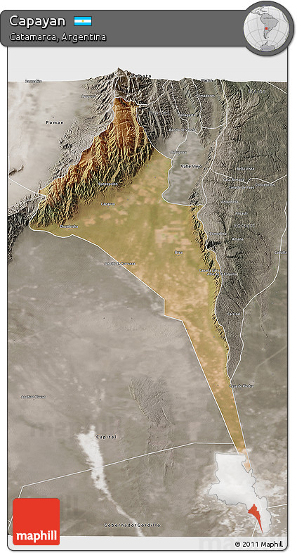 Satellite 3D Map of Capayan, semi-desaturated