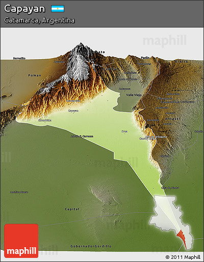 Physical Panoramic Map of Capayan, darken