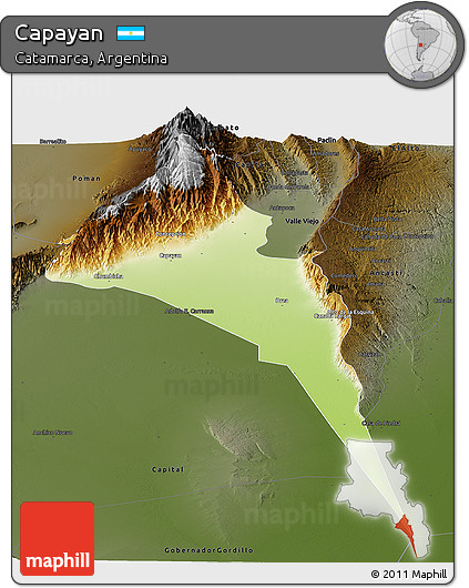 Physical Panoramic Map of Capayan, darken