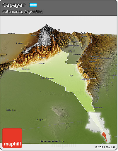 Physical Panoramic Map of Capayan, darken