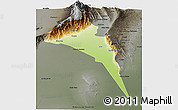 Physical Panoramic Map of Capayan, darken, semi-desaturated