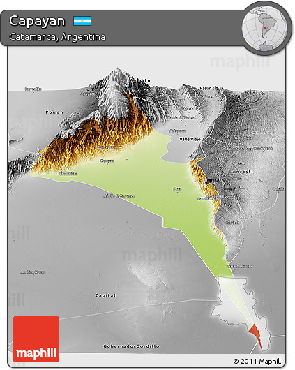 Physical Panoramic Map of Capayan, desaturated
