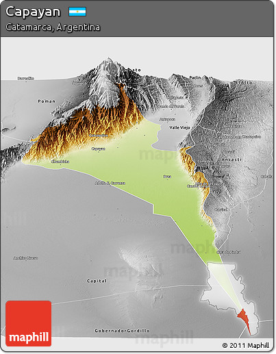 Physical Panoramic Map of Capayan, desaturated