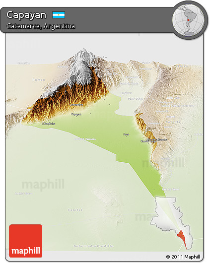 Physical Panoramic Map of Capayan, lighten