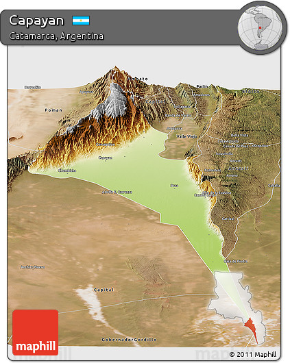 Physical Panoramic Map of Capayan, satellite outside
