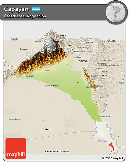 Physical Panoramic Map of Capayan, shaded relief outside