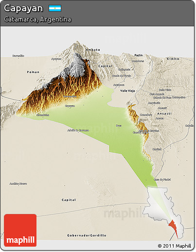 Physical Panoramic Map of Capayan, shaded relief outside
