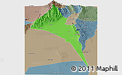Political Panoramic Map of Capayan, semi-desaturated