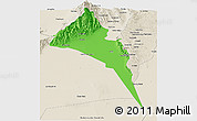 Political Panoramic Map of Capayan, shaded relief outside