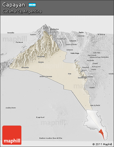 Shaded Relief Panoramic Map of Capayan, desaturated