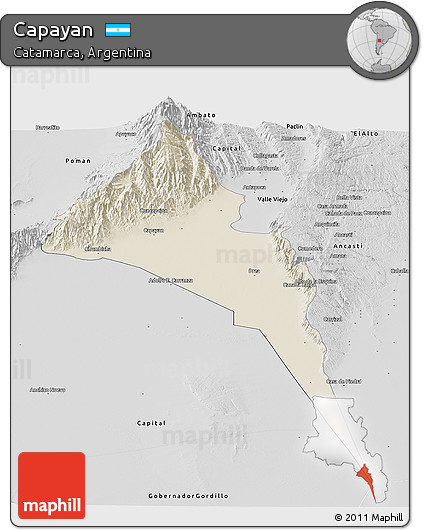 Shaded Relief Panoramic Map of Capayan, desaturated
