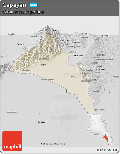 Shaded Relief Panoramic Map of Capayan, desaturated