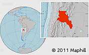 Gray Location Map of Catamarca, hill shading