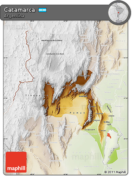 Physical Map of Catamarca, lighten
