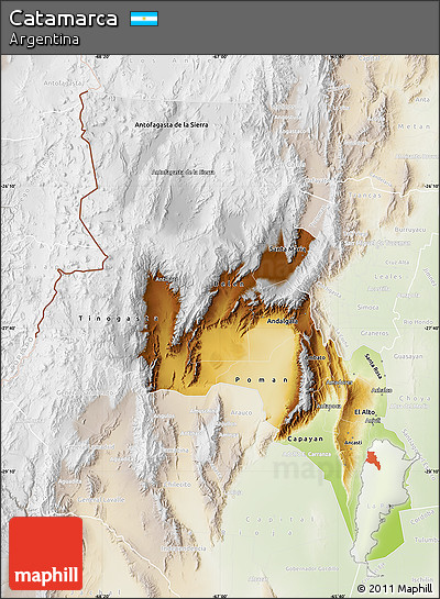 Physical Map of Catamarca, lighten