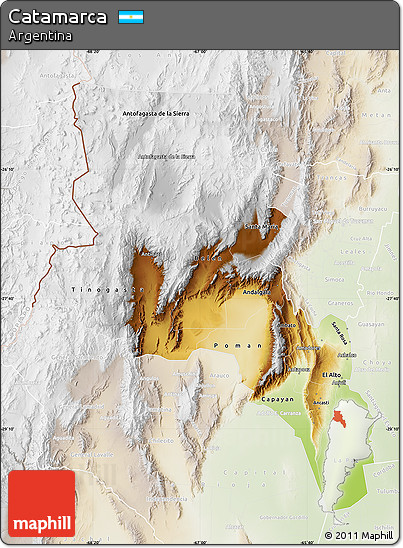 Physical Map of Catamarca, lighten