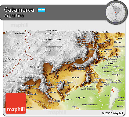 Physical Panoramic Map of Catamarca