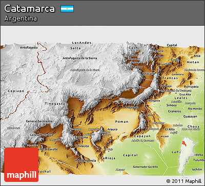 Physical Panoramic Map of Catamarca