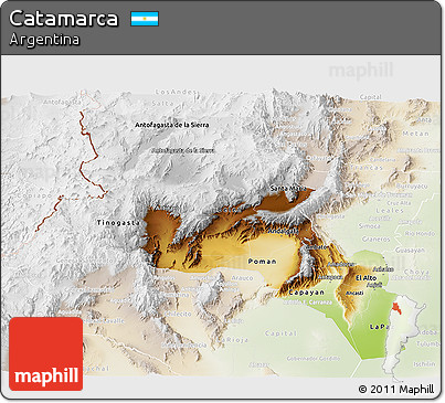 Physical Panoramic Map of Catamarca, lighten