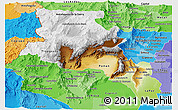 Physical Panoramic Map of Catamarca, political shades outside