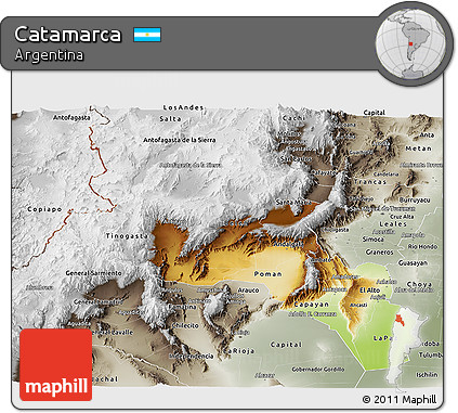 Physical Panoramic Map of Catamarca, semi-desaturated