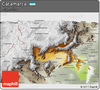 Physical Panoramic Map of Catamarca, semi-desaturated