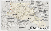 Shaded Relief Panoramic Map of Catamarca, semi-desaturated