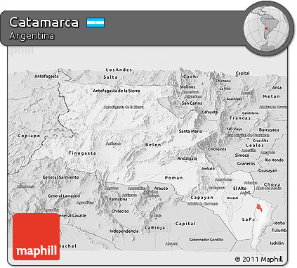 Silver Style Panoramic Map of Catamarca
