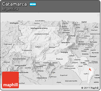 Silver Style Panoramic Map of Catamarca