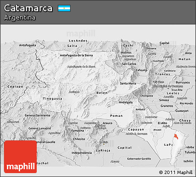 Silver Style Panoramic Map of Catamarca