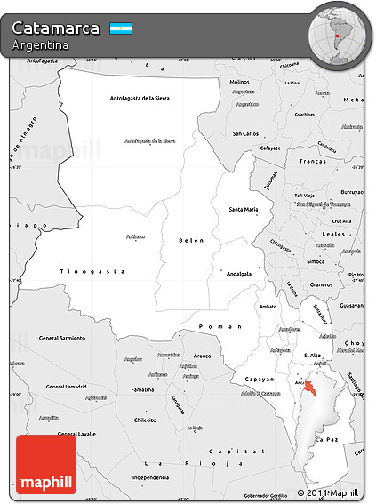Silver Style Simple Map of Catamarca