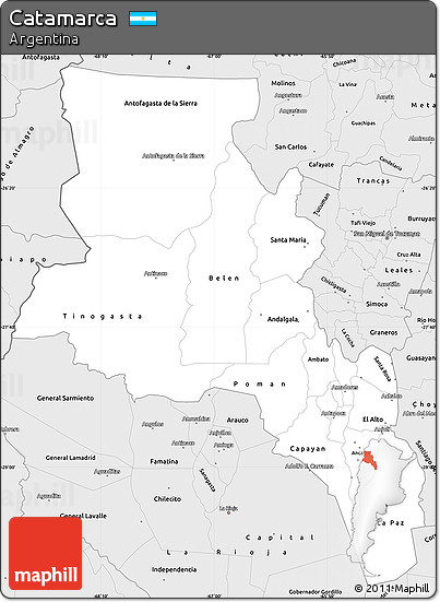 Silver Style Simple Map of Catamarca