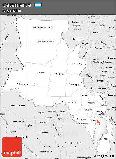 Silver Style Simple Map of Catamarca