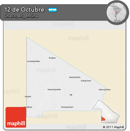 Classic Style 3D Map of 12 De Octubre, single color outside